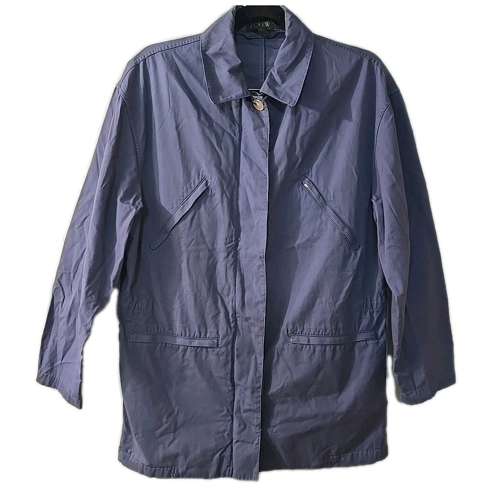 J. Crew Purple Blue Lightweight Hidden Buttons Zip Up Coat Jacket Women Sz Small